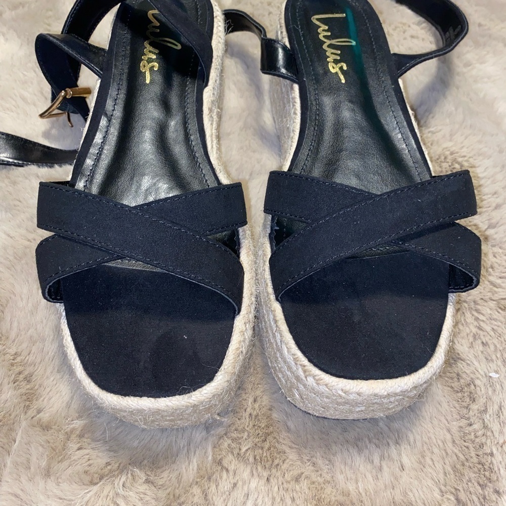 LULUS Corsa Black Espadrille Flatform Sandals Size 8.5. BNWOT - Picture 3 of 5